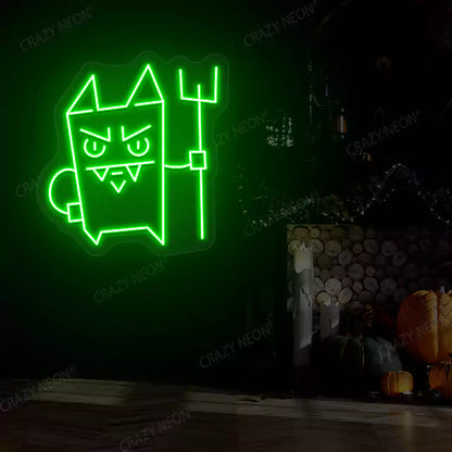 Devil Cat Neon Sign | Green