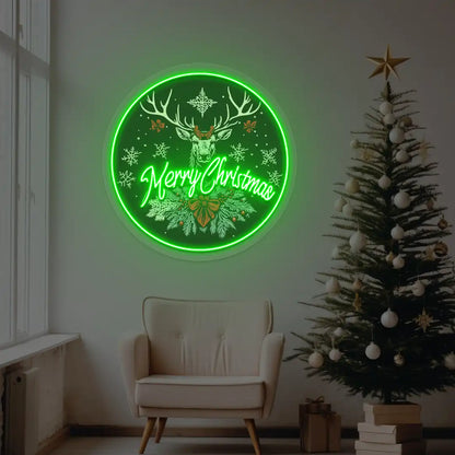 Reindeer Glow Christmas Decor Neon Artwork | Green