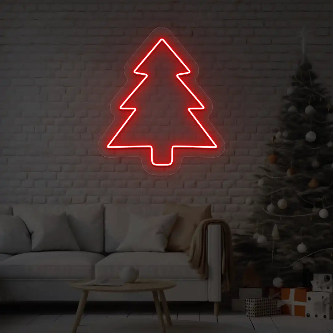 Pine Christmas Tree Neon Sign | Red