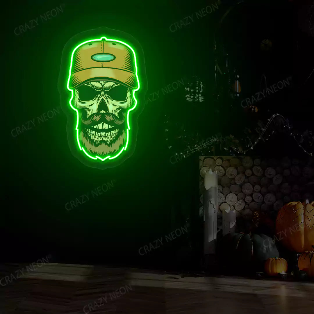 Hipster Skull Neon Artwork | Green