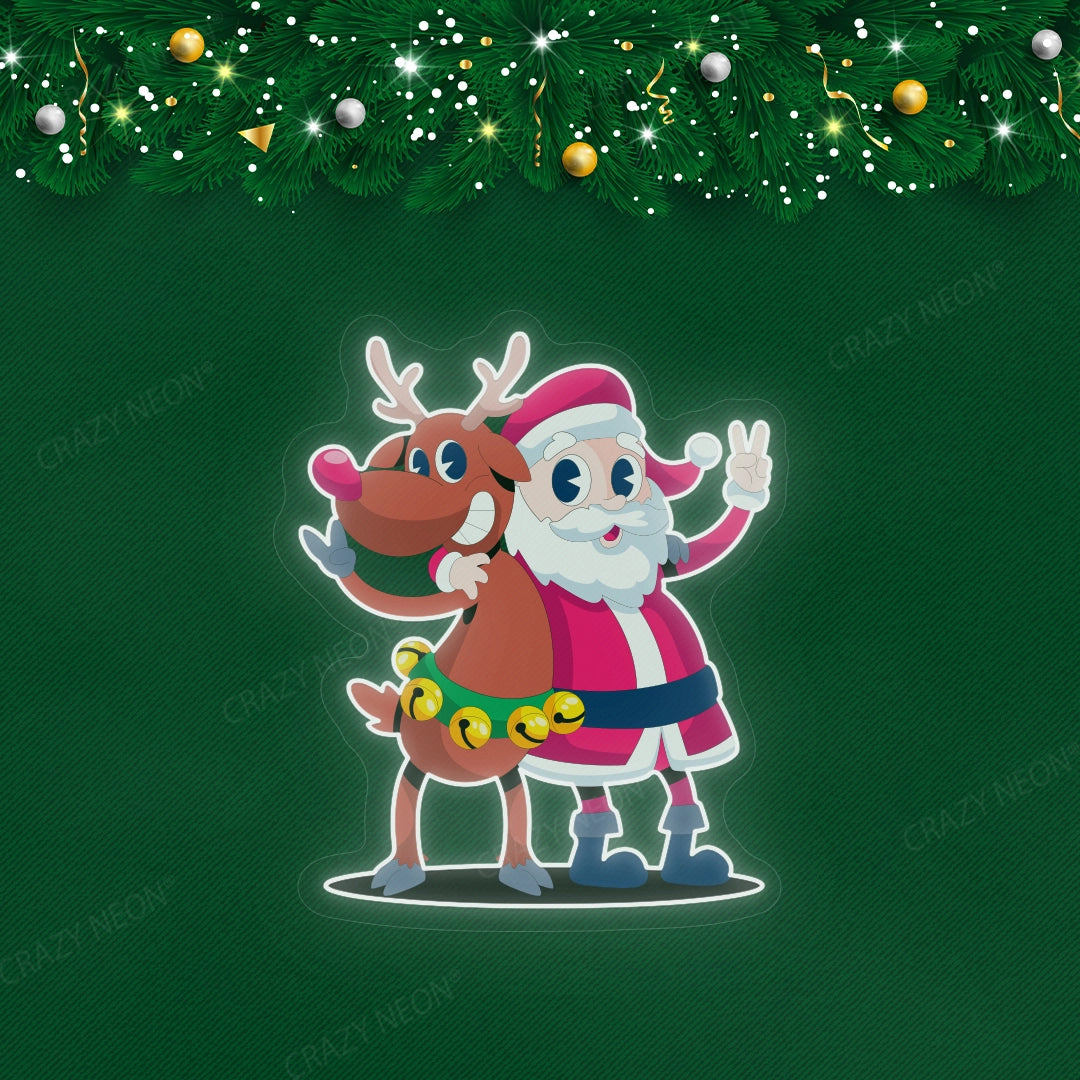 Santa and Rudolph Neon sign