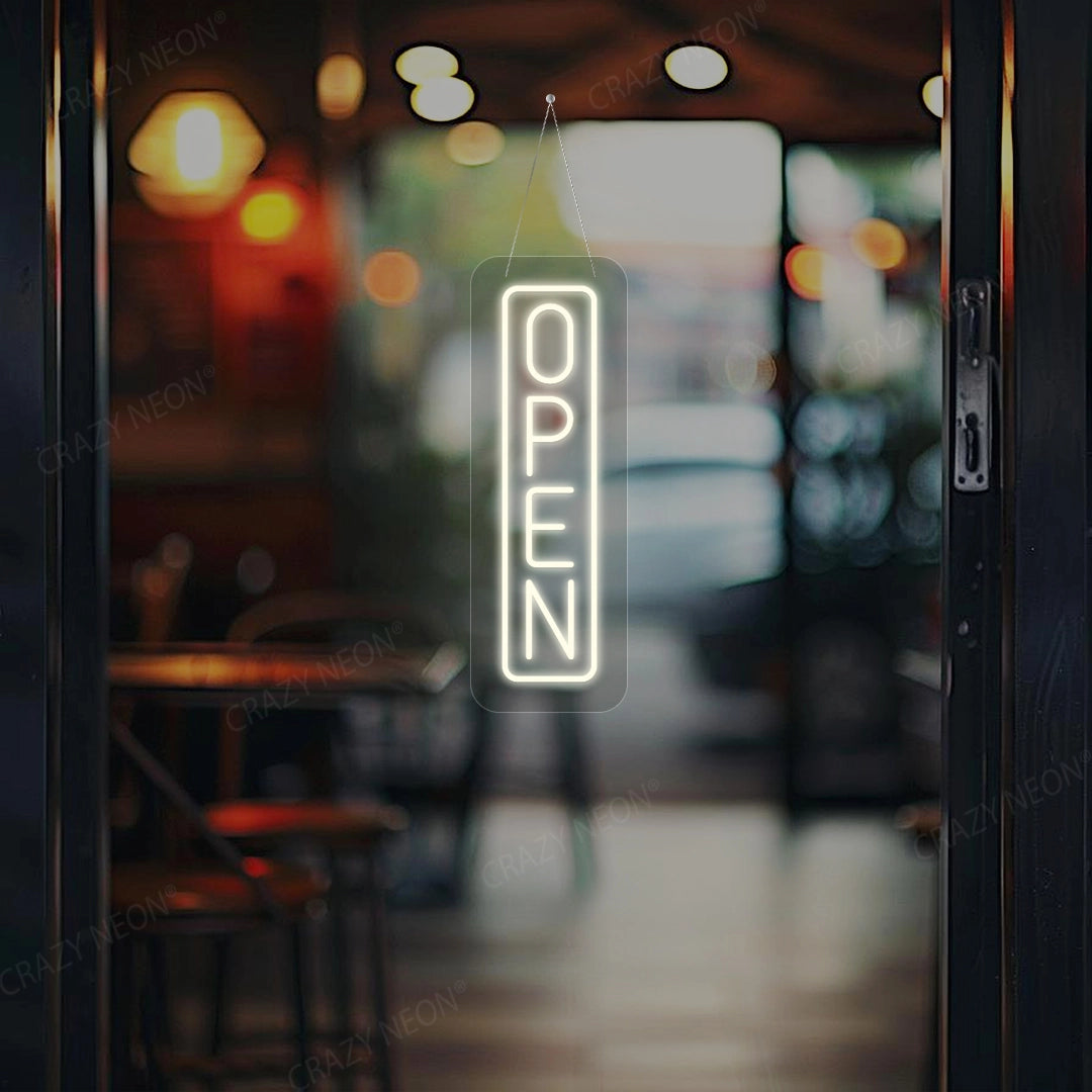 Vertical Open Neon Sign | Warmwhite