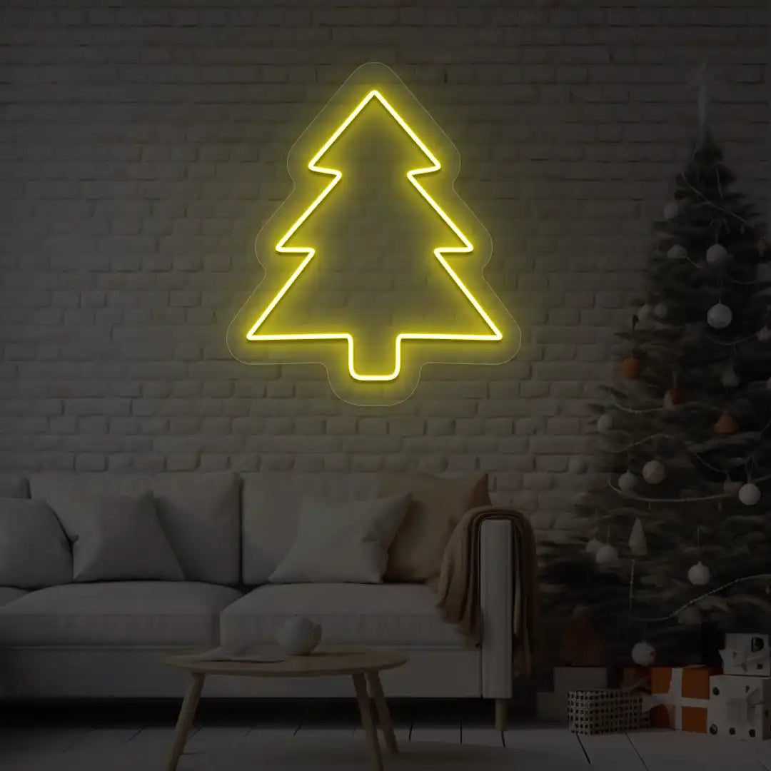 Pine Christmas Tree Neon Sign | Yellow