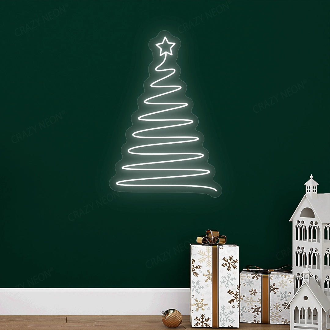 Christmas Tree Shaped LED Neon Sign | White