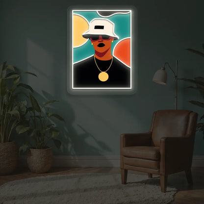 Bucket Hat Pop Neon Artwork in Warmwhite color