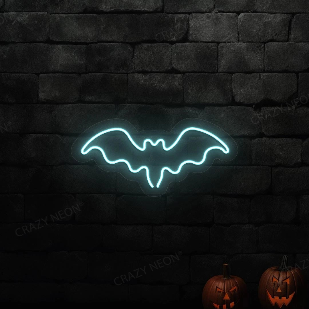 Halloween Bat Neon Sign | Ice Blue 