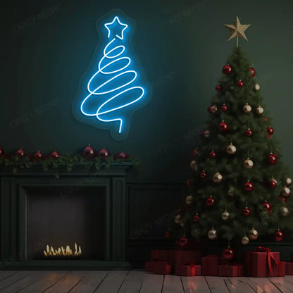 Spiral Christmas Tree Neon Sign | Iceblue