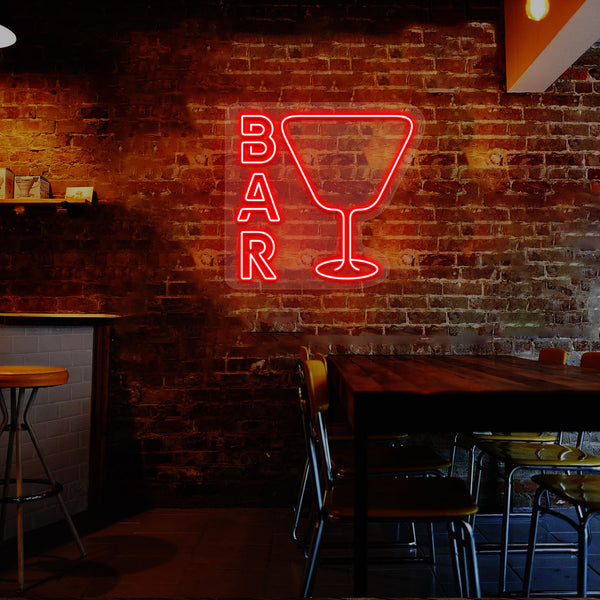 Glass and Bar Neon Sign