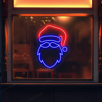 Santa Face Neon Sign | Blue 