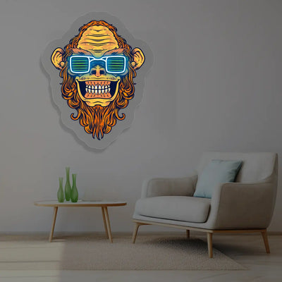 Funky Chimp Neon Artwork in iceblue color