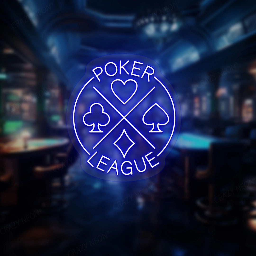 Poker League Neon Sign | Blue