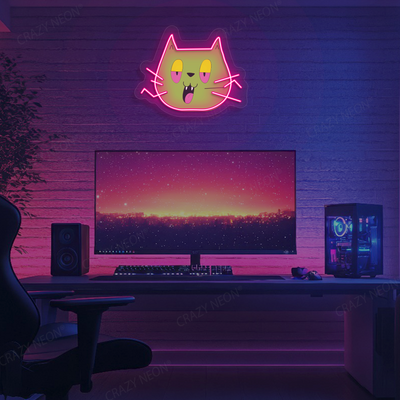 Blunt Cat Neon Artwork | Pink