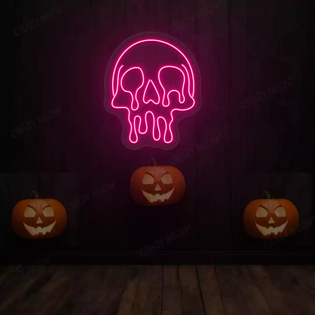 Melting Skull Neon Sign | Pink