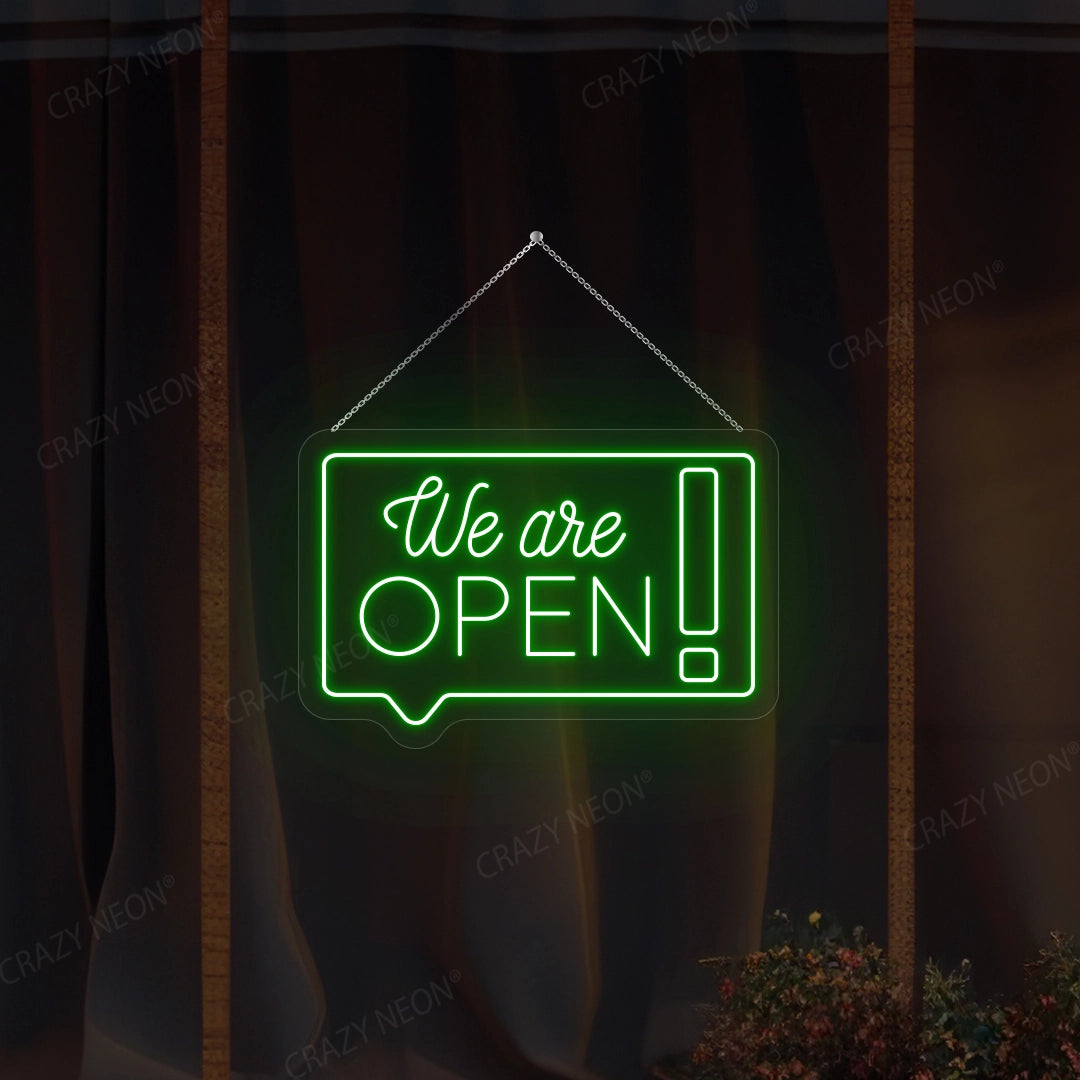 We Are Open chat box Sign | Green