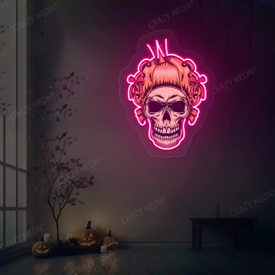Princess skull Neon Artwork | Pink
