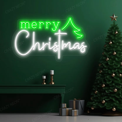 Christmas Wishes & Trees Neon Sign | White 