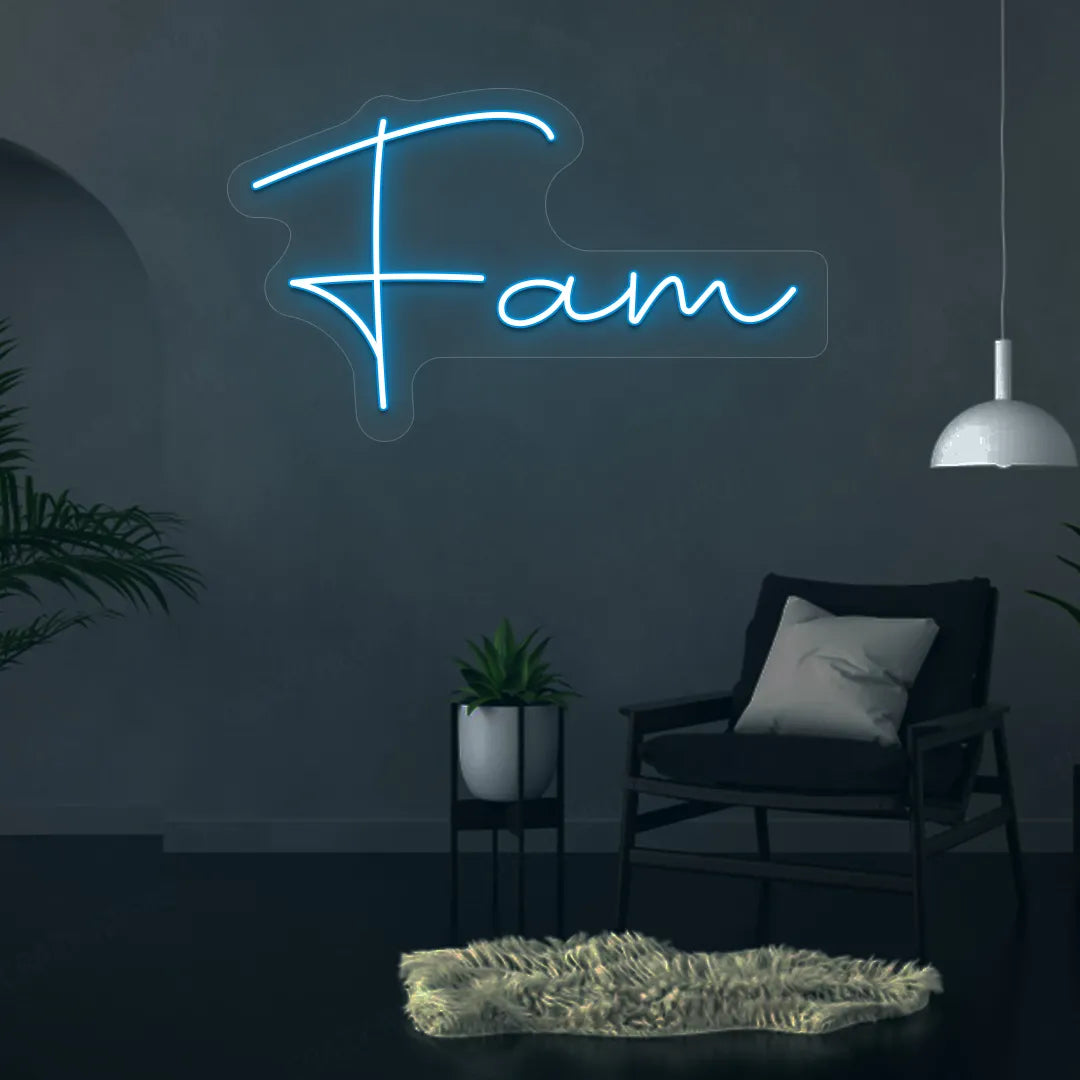 Fam Neon Sign | Iceblue