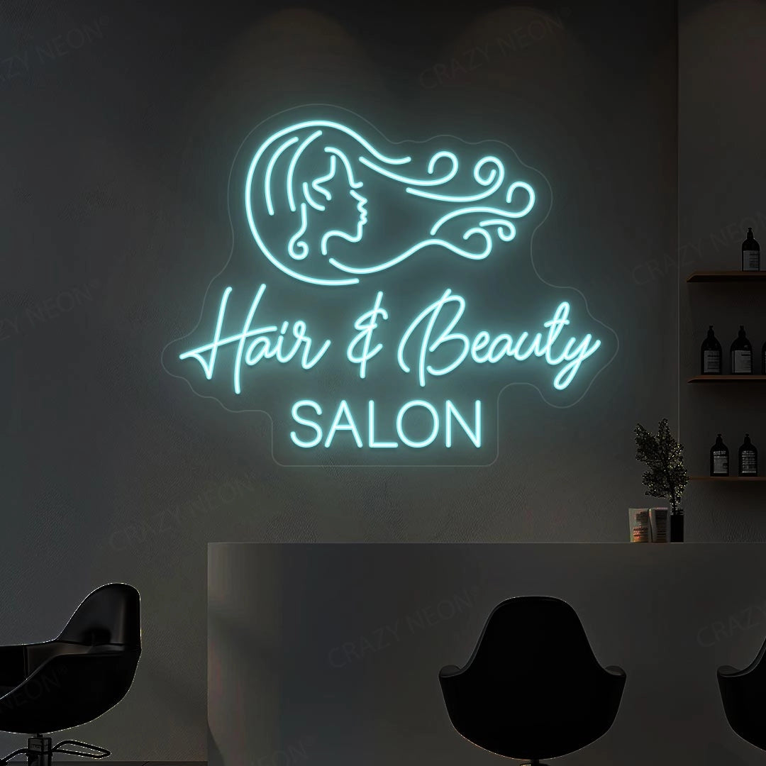 Hair & Beauty Salon Neon Sign | Ice Blue 