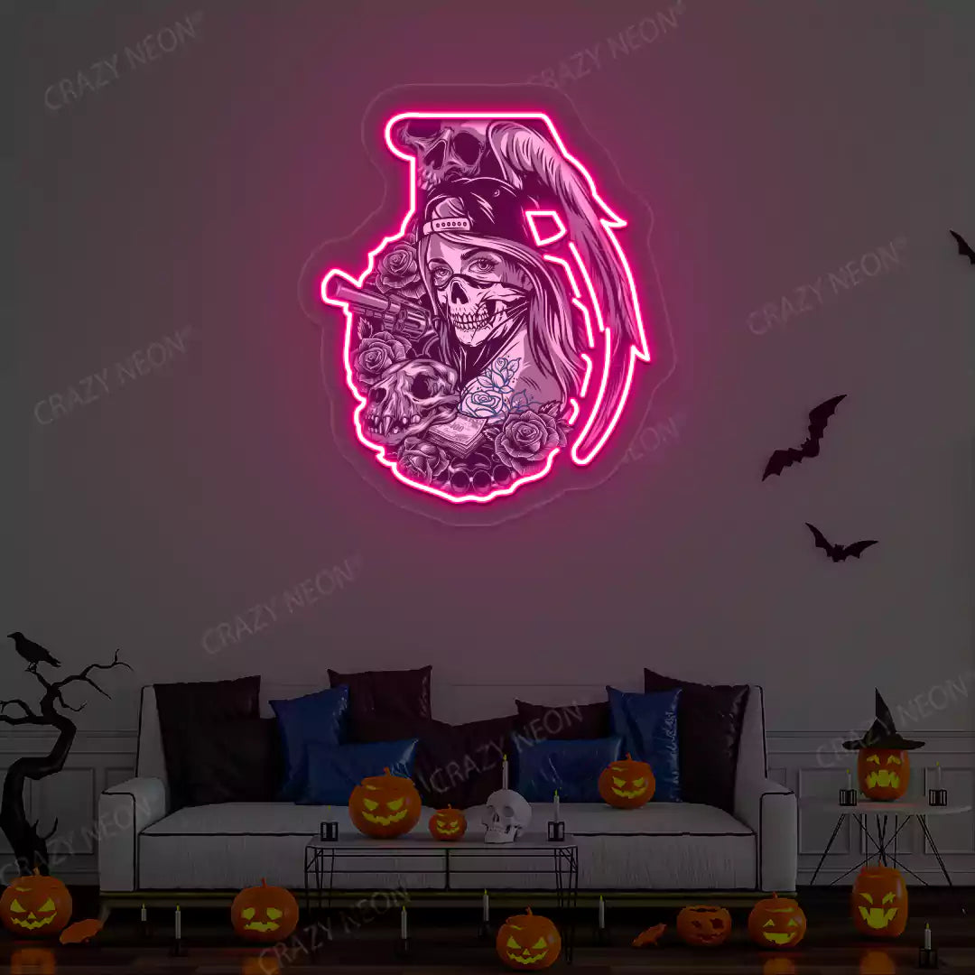 Deadly Diva Grenade Neon Artwork | Pink