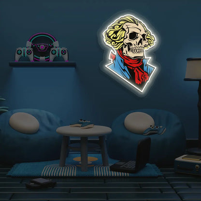 Washington Skull Neon Artwork in warmwhite color