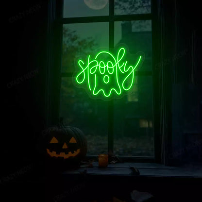 Spooky Ghost Neon Sign | Green