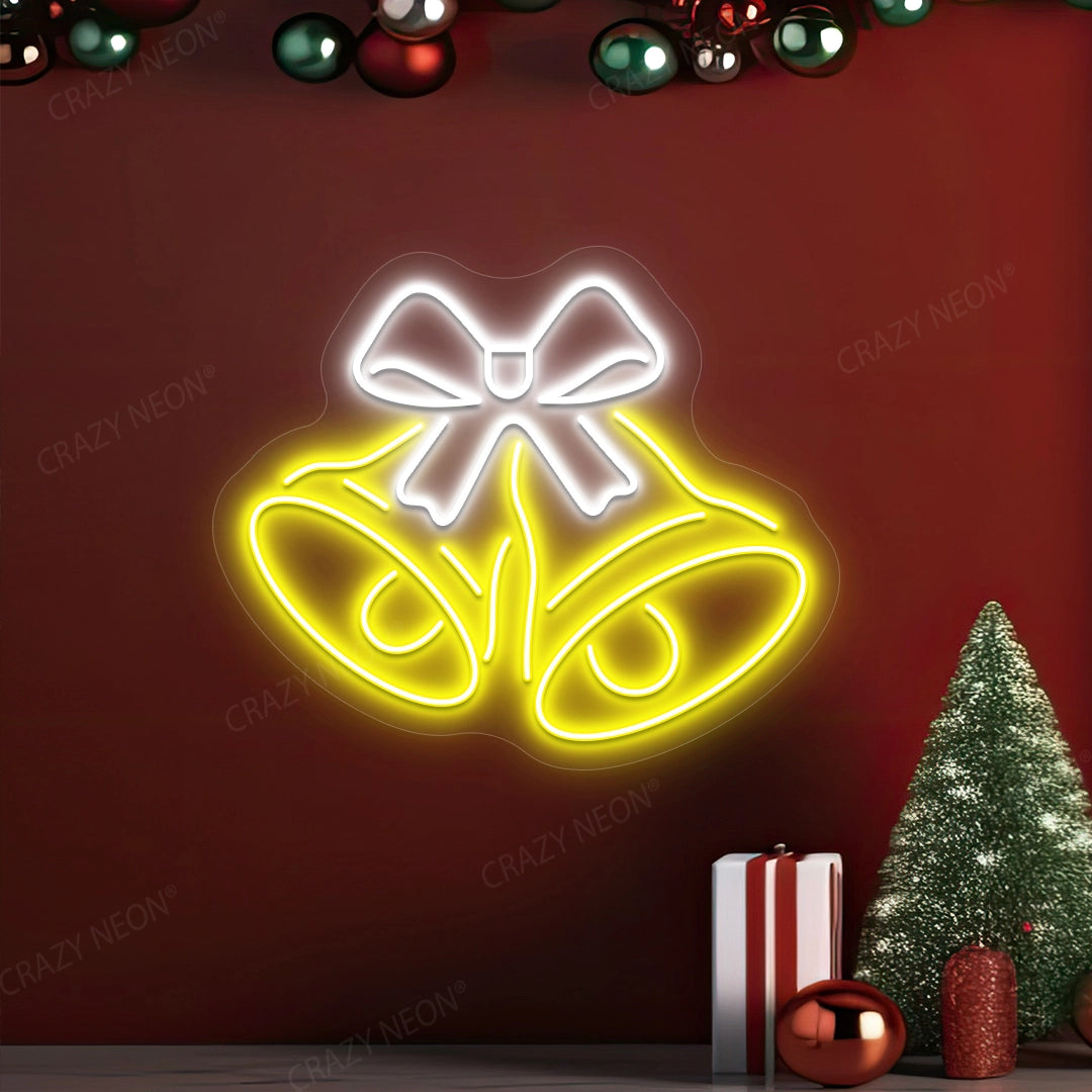 Christmas bell bow neon sign