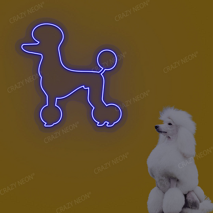 White Poodle Dog Neon Sign | Blue