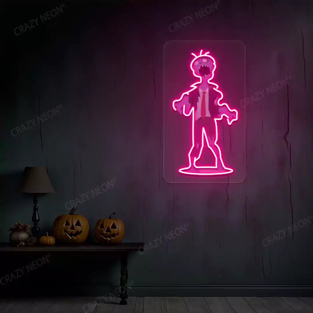 Office Zombie Neon Artwork | Pink