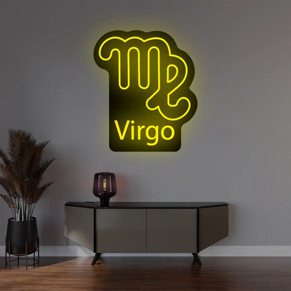 Virgo zodiac symbol custom yellow neon sign
