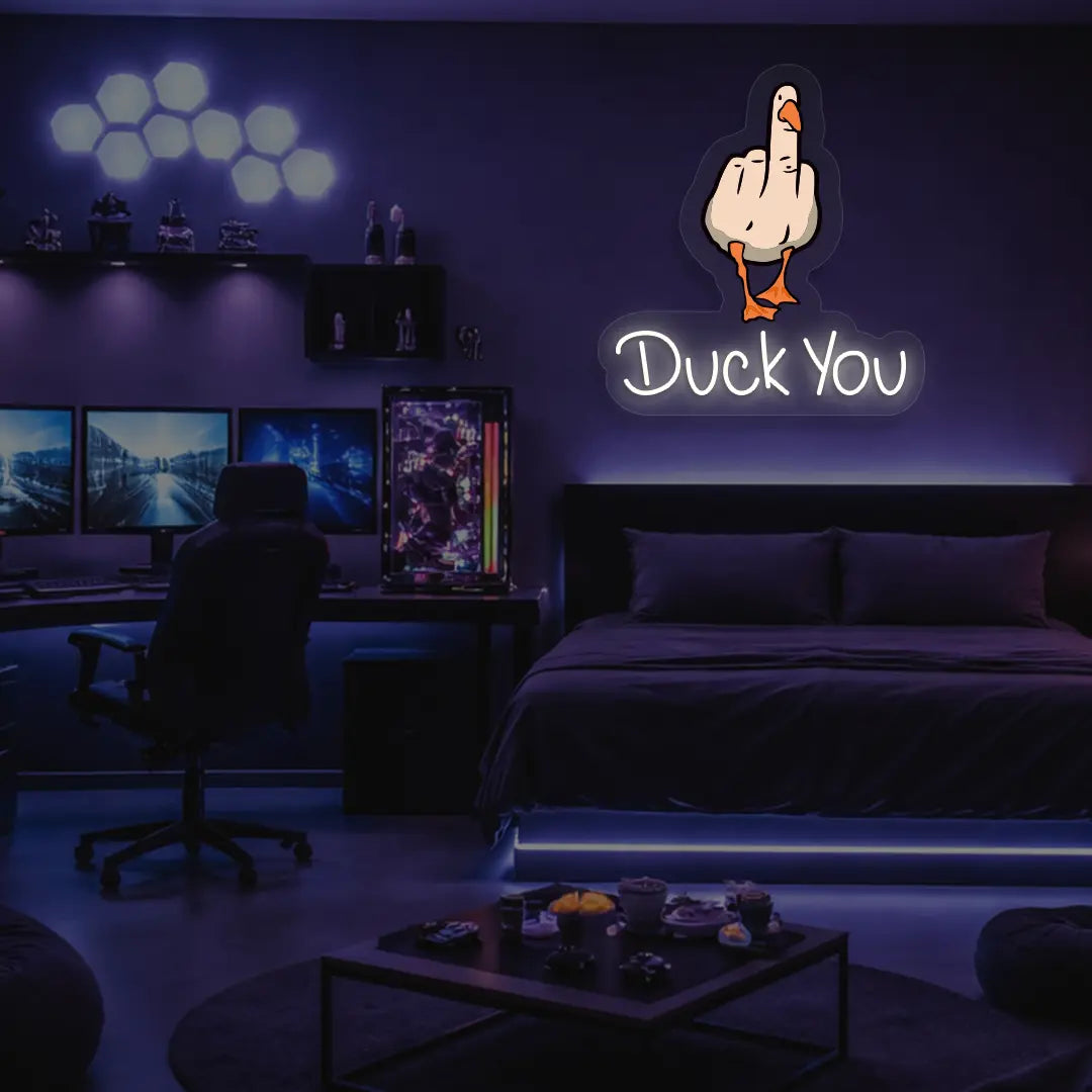 Duck You Neon Artwork in warmwhite Color