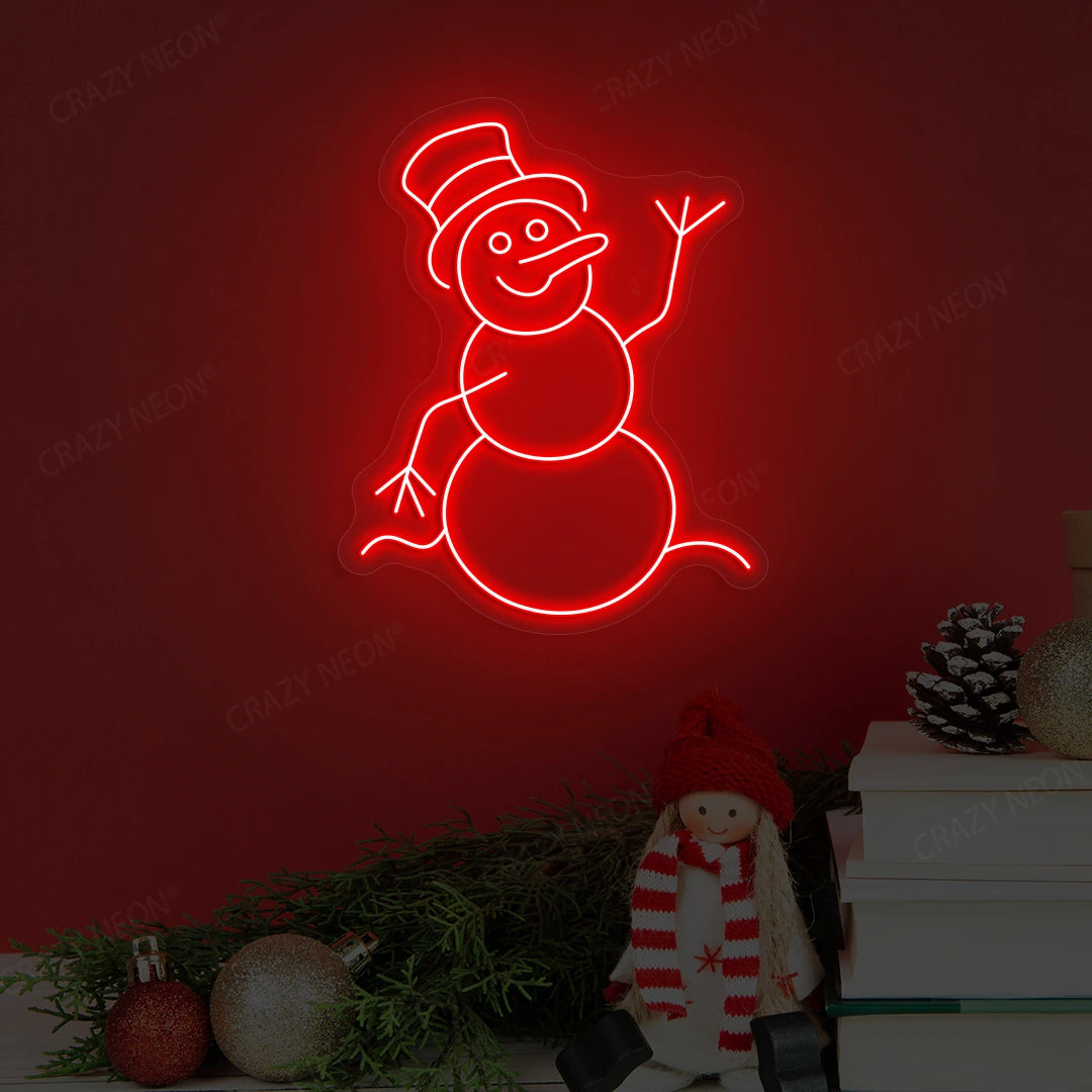 Jolly Snowman Neon Sign | Red