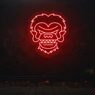 Werewolf Face Neon Sign | Red
