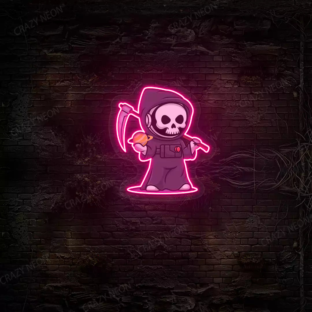 Astronaut Grim Reaper Neon Artwork | Pink