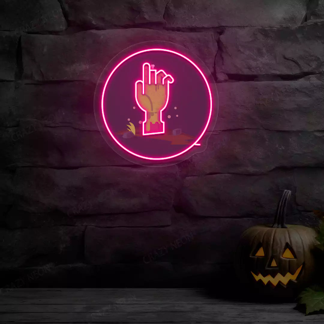 Zombie Hand Neon Artwork | Pink