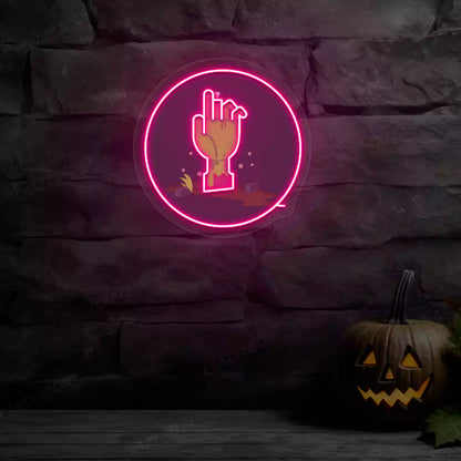 Zombie Hand Neon Artwork | Pink