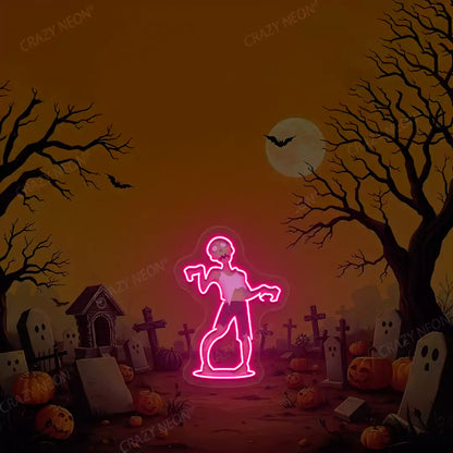 Cemetery Zombie Neon Artwork | Pink