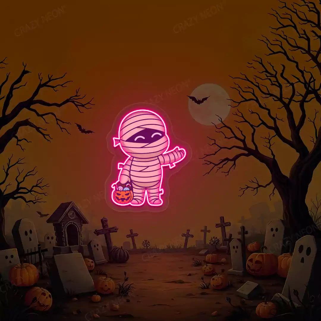 Mummy Kid Neon Artwork | Pink