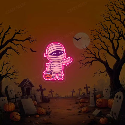 Mummy Kid Neon Artwork | Pink