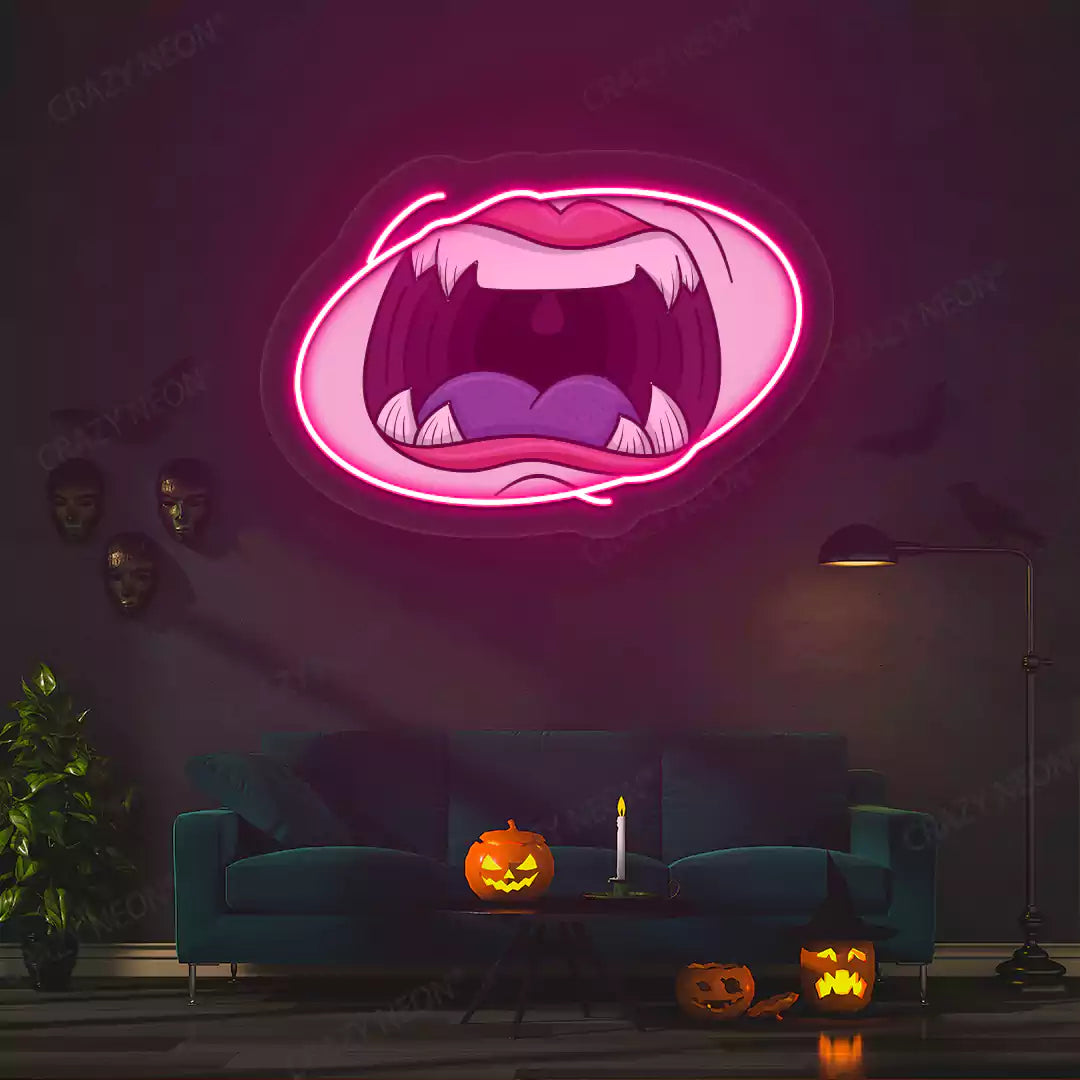 Vampire Mouth Neon Artwork | Pink