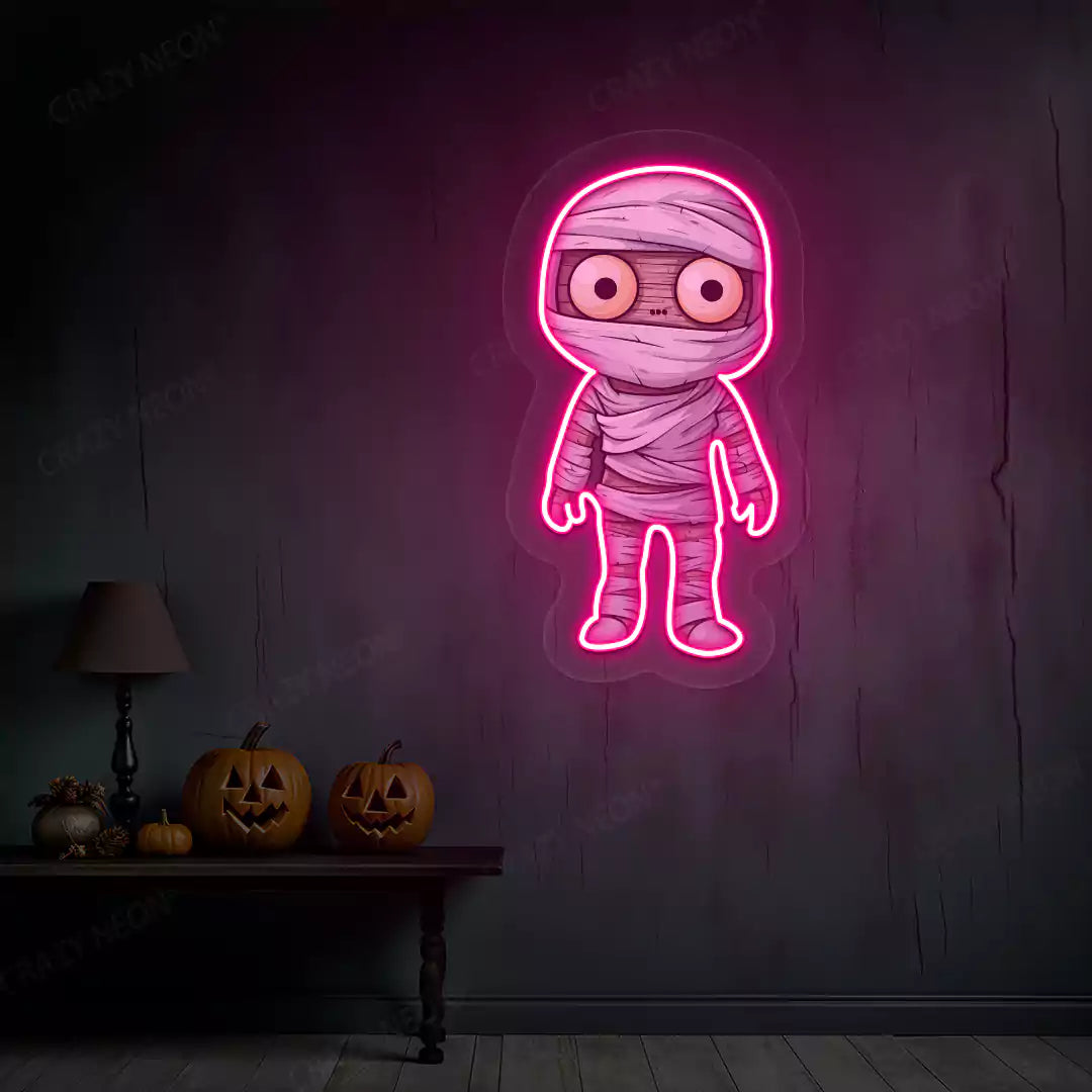 Wide-Eyed Mummy Neon Artwork | Pink