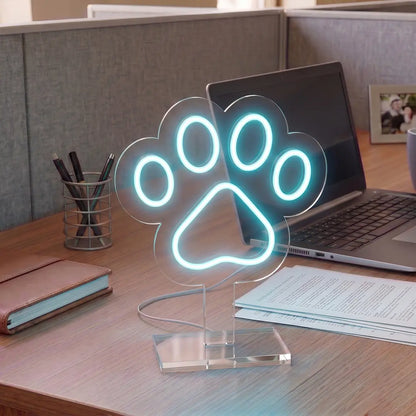 Snuggle Paw Mini Neon Sign in Iceblue color