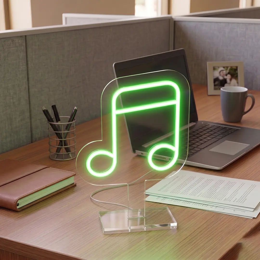 Music Note Mini Neon Sign in Green Color