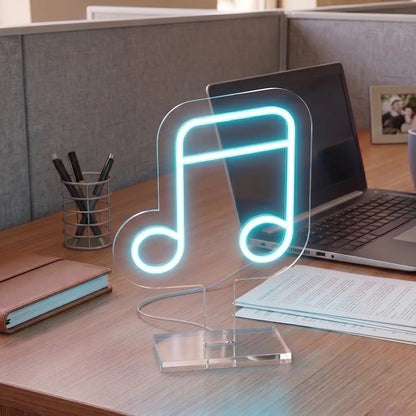 Music Note Mini Neon Sign in Iceblue color