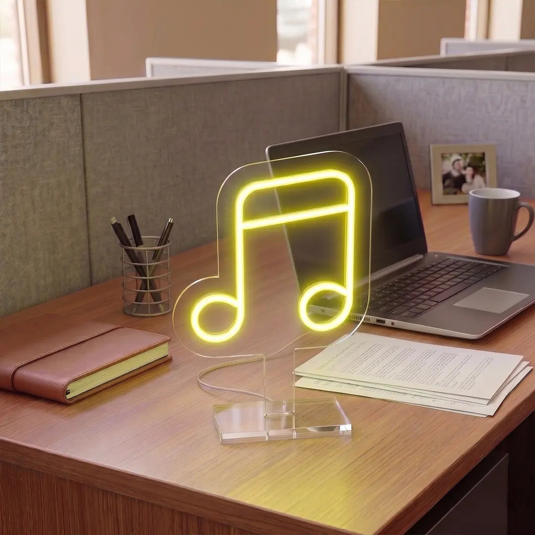 Music Note Mini Neon Sign in Yellow color