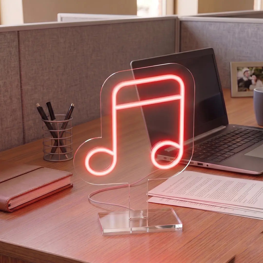 Music Note Mini Neon Sign in Red Color