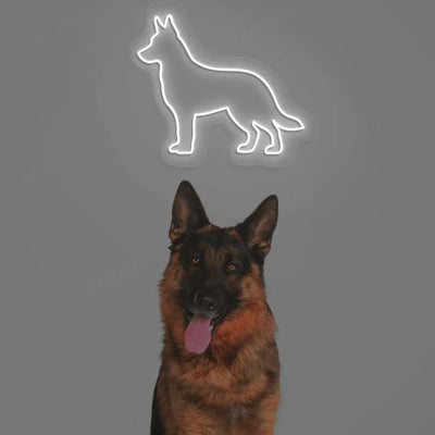 German Shepherd Neon Sign | White