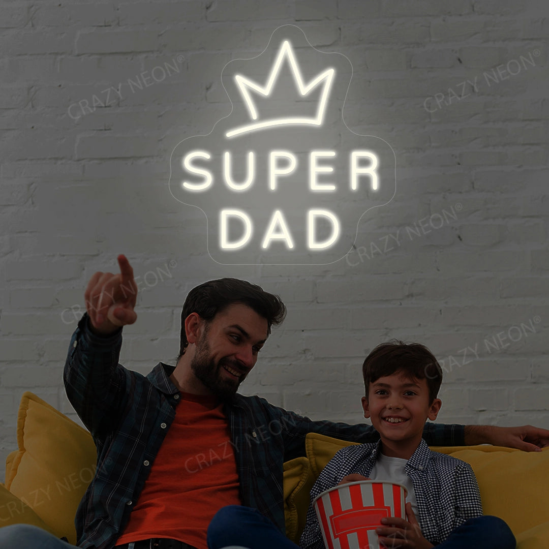 Super Dad Neon Sign | White