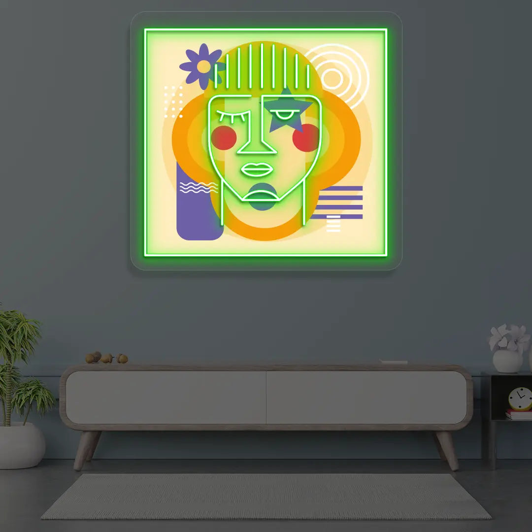 Urban Pop Abstract Neon Artwork Sign in Green color