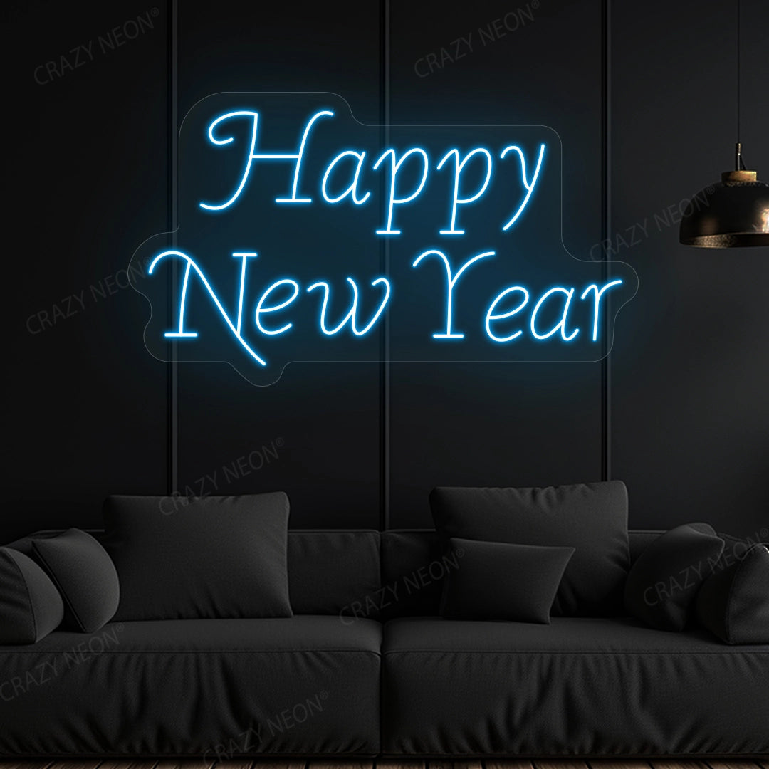 Happy New Year Neon Sign | Ice Blue 