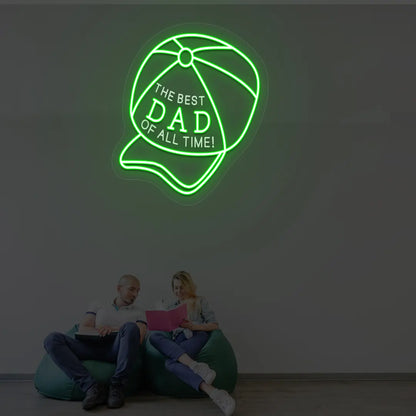 Cap Neon Sign with “The Best DAD of All Time” Text | Green